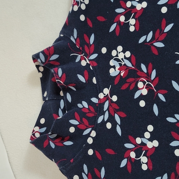 Lands' End Women's Blue White Red Floral 100% Cotton Long Sleeve Top, L - Picture 3 of 7